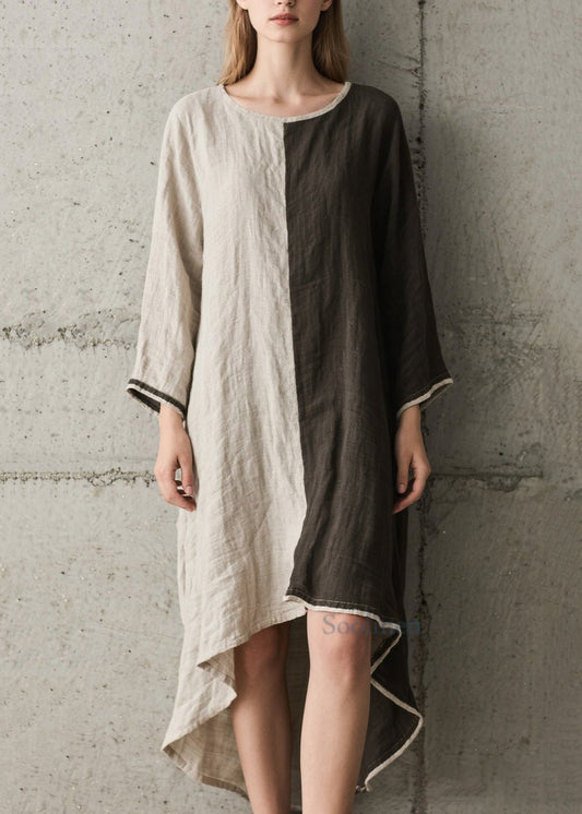 DIY Asymmetrical Patchwork Low High Design Cotton Dress Spring