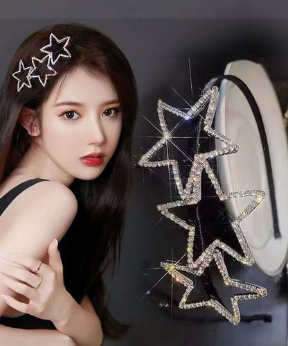 DIY Black Acrylic Zircon Hollow Out Pentagram Hairpin