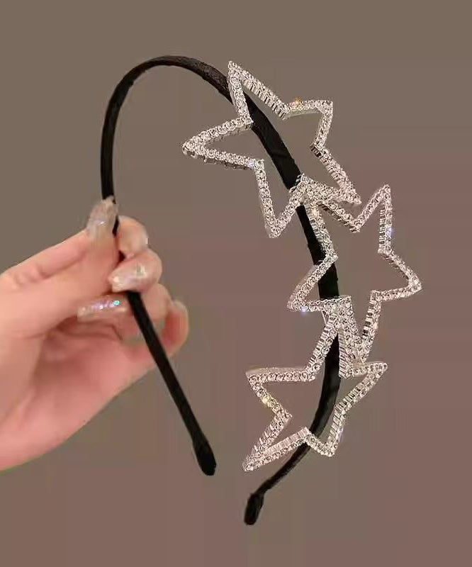 DIY Black Acrylic Zircon Hollow Out Pentagram Hairpin
