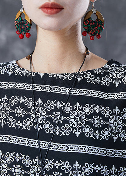 DIY Black Oversized Print Chiffon Top Summer