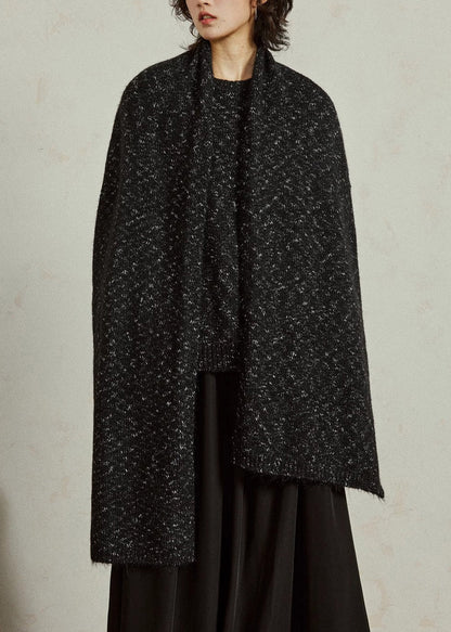 DIY Black Print Thick Woolen Scarf And Sweater Two-Way Wear Fall