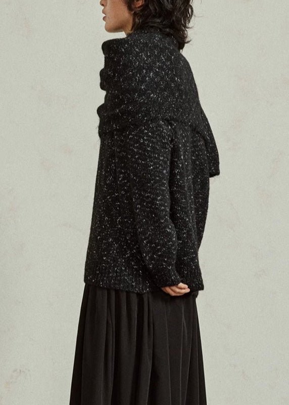DIY Black Print Thick Woolen Scarf And Sweater Two-Way Wear Fall