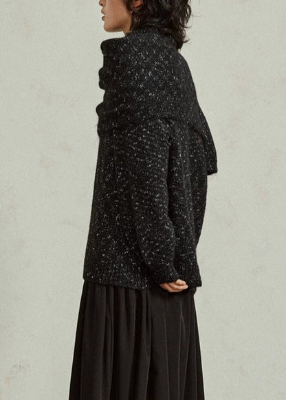 DIY Black Print Thick Woolen Scarf And Sweater Two-Way Wear Fall