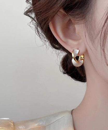 DIY Blue Copper Overgild Wave Hoop Earrings