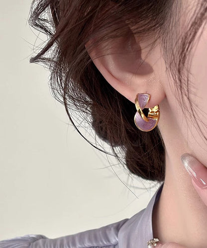 DIY Blue Copper Overgild Wave Hoop Earrings