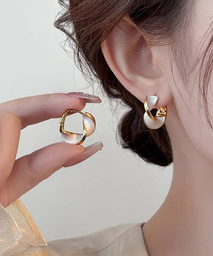 DIY Blue Copper Overgild Wave Hoop Earrings