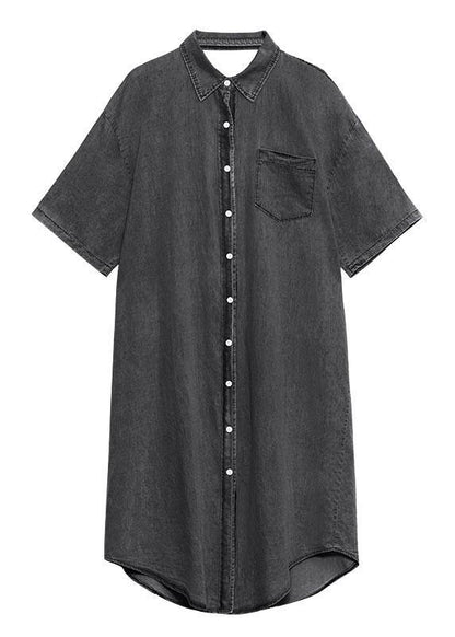 DIY Blue Hollow Out Cotton Pockets Button Summer Maxi Dresses - SooLinen