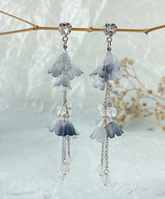 Load image into Gallery viewer, DIY Blue Sterling Silver Zircon Pearl Floral Tassel Drop Earrings