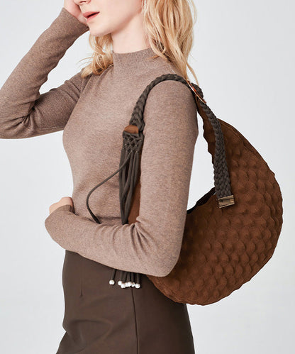 DIY Chocolate Tasseled Solid Durable Cotton Shoulder Bags