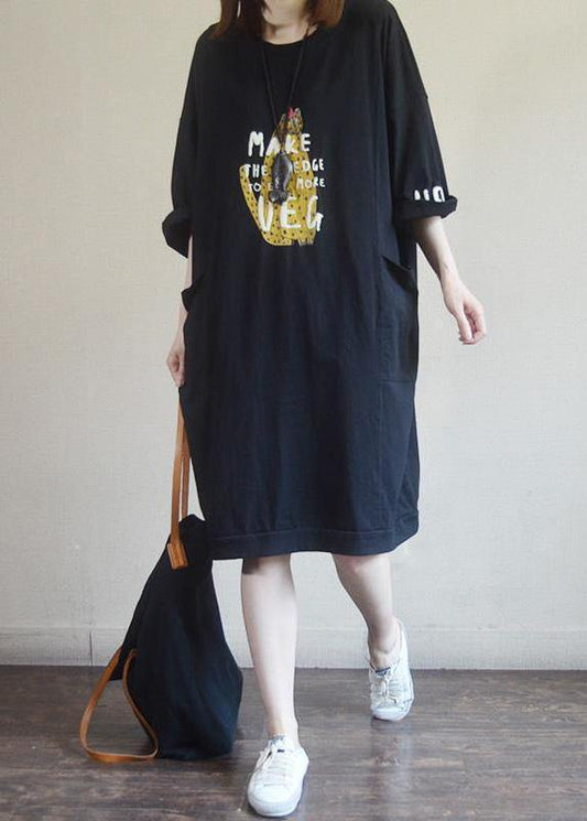 DIY Cotton Metropolitan Museum Fashion Round Neck Casual Printed Cotton Dress - SooLinen