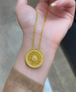 DIY Gold Sterling Silver Overgild Zircon Round Pendant Necklace