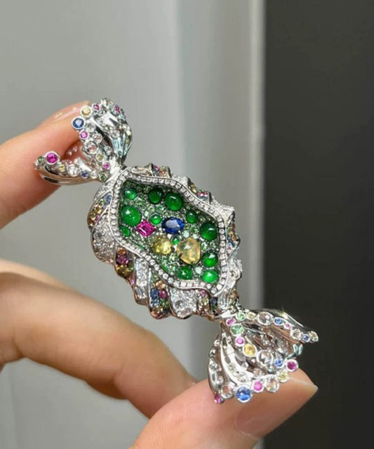 DIY Green Alloy Zircon Candy Brooches