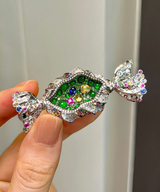 DIY Green Alloy Zircon Candy Brooches
