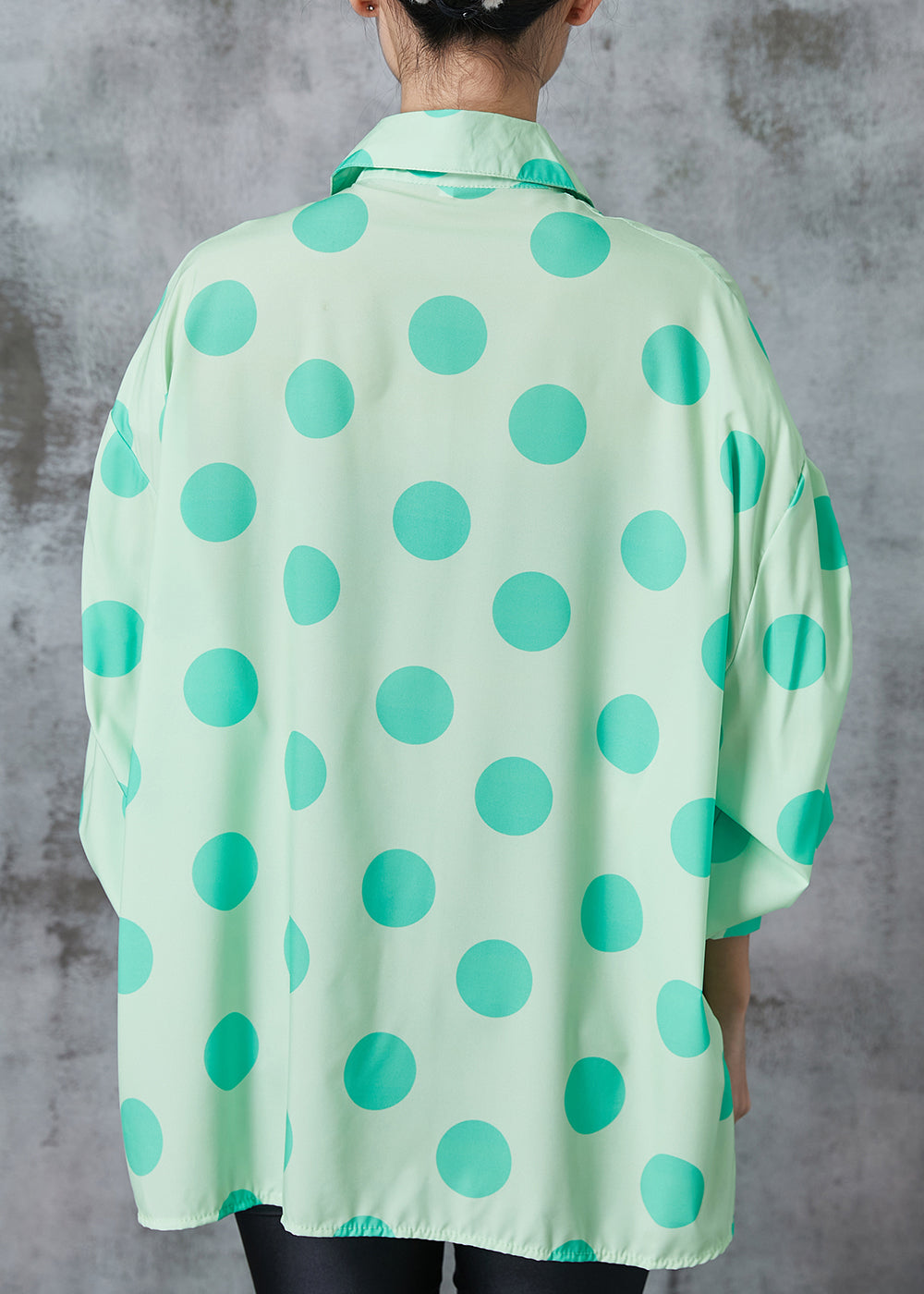 DIY Green Oversized Wrinkled Cotton Blouses Spring