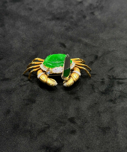 DIY Green Sterling Silver Overgild Zircon Crab Brooches