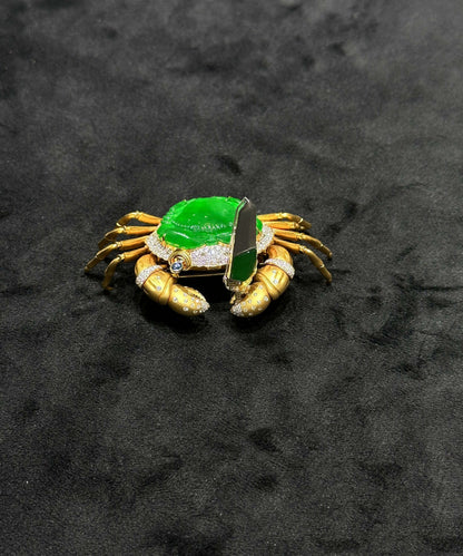 DIY Green Sterling Silver Overgild Zircon Crab Brooches