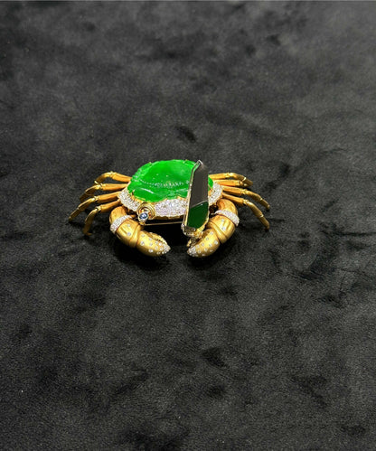DIY Green Sterling Silver Overgild Zircon Crab Brooches