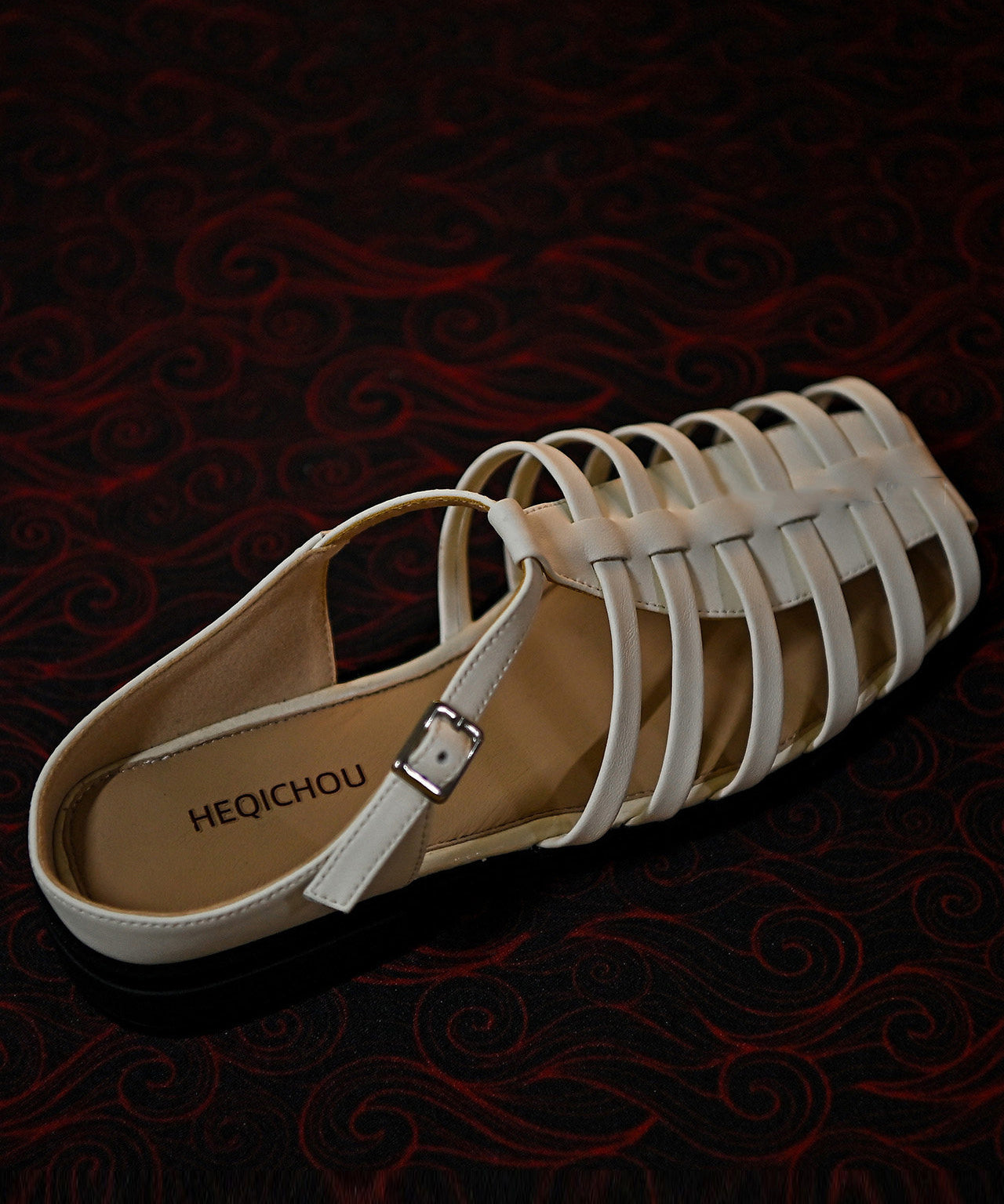 DIY Hollow Out Sandals White Faux Leather