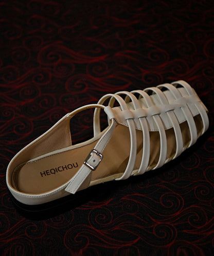 DIY Hollow Out Sandals White Faux Leather