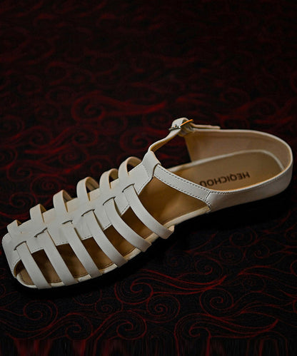 DIY Hollow Out Sandals White Faux Leather