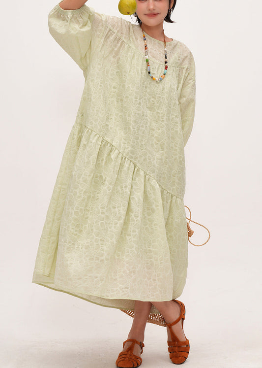 DIY Light Green Jacquard Patchwork Cotton Holiday Dress Bracelet Sleeve