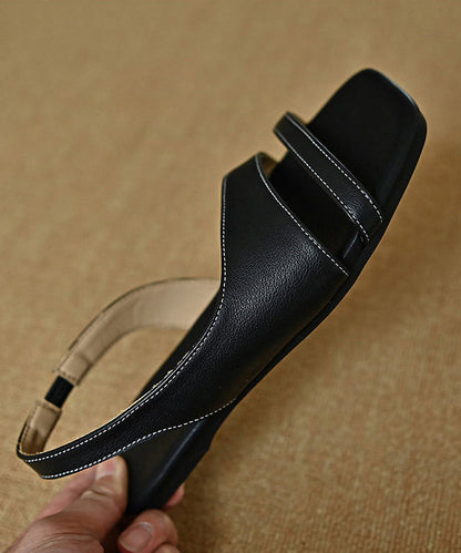 DIY Peep Toe Sandals Black Cowhide Leather