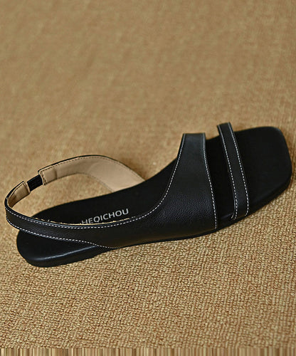 DIY Peep Toe Sandals Black Cowhide Leather