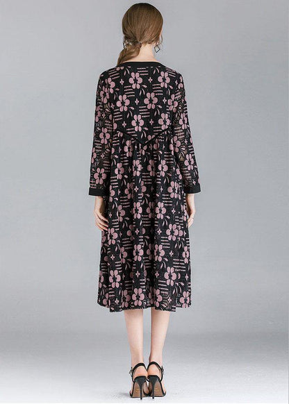 DIY Pink Fashion Lace Spring Sundress Long Sleeve - SooLinen