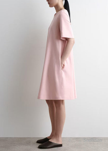 DIY Pink Oversized Cotton Tea Dress Summer