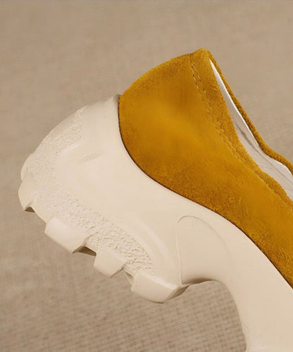 DIY Platform Flat Shoes Yellow Sheepskin