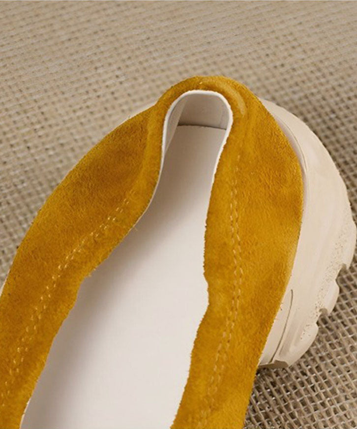 DIY Platform Flat Shoes Yellow Sheepskin