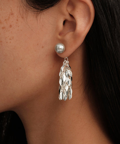 DIY Silvery Tasseled Copper Pearl Drop Earrings