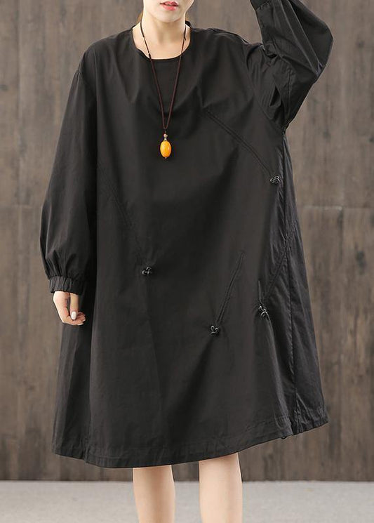 DIY black dresses o neck Cinched Dress - SooLinen