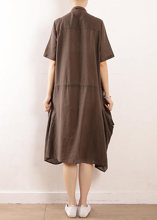 DIY gray cotton clothes For Women Organic Runway big pockets long summer Dresses - SooLinen