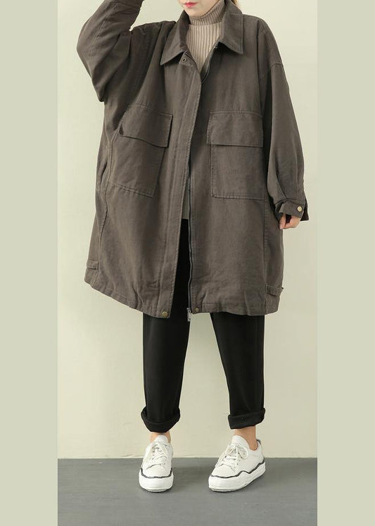 DIY gray green   clothes Gifts zippered spring jackets - SooLinen