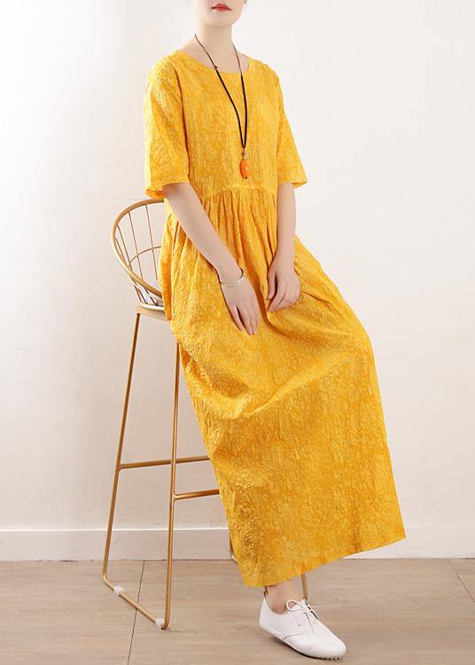 DIY half sleeve linen Wardrobes Tutorials yellow Dresses summer - SooLinen