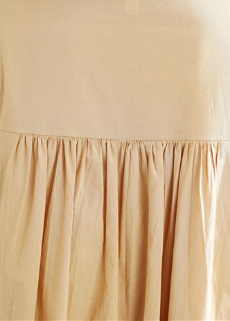 DIY khaki Cotton Shirts Organic Photography stand collar loose Summer Dresses