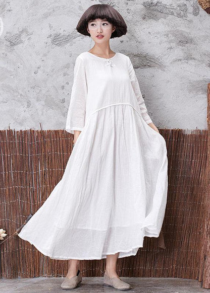 DIY layered linen dresses Tunic Tops white Dress fall - SooLinen