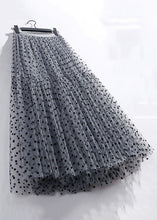 Load image into Gallery viewer, Dark Gray Dot Pleated Tulle Skirt High Waist Summer