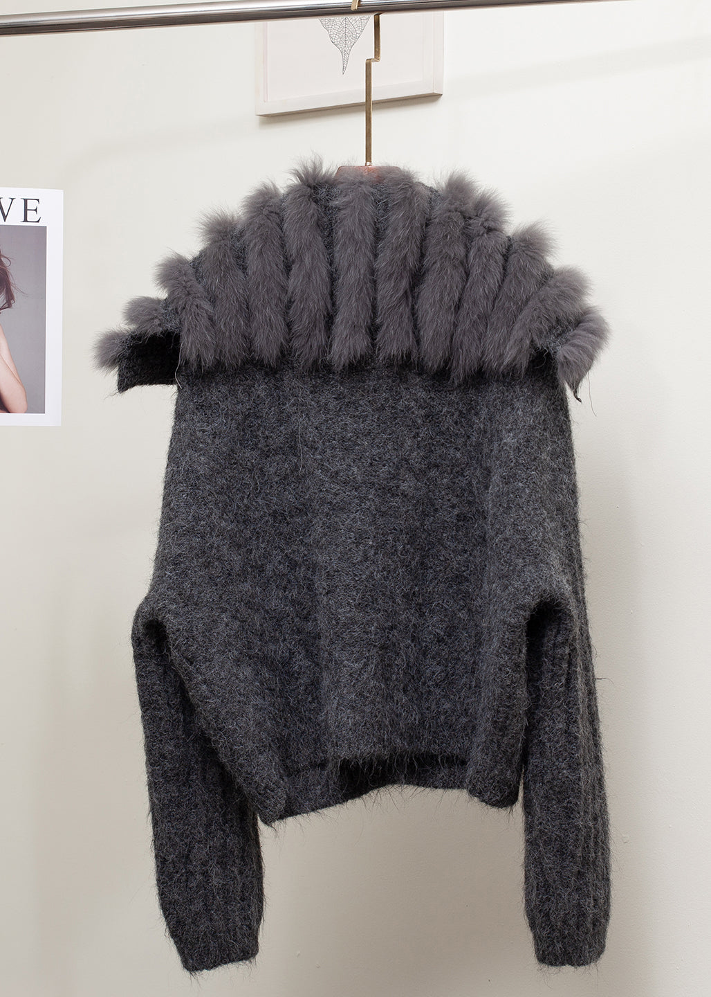 Dark Gray Fox Collar Button Patchwork Cozy Spring Knit Sailor Collar