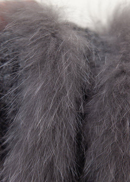 Dark Gray Fox Collar Button Patchwork Cozy Spring Knit Sailor Collar