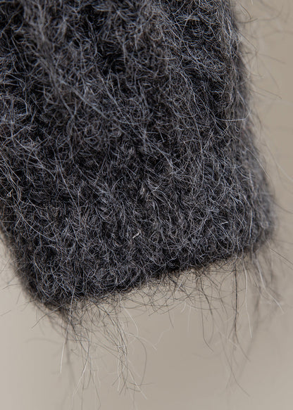 Dark Gray Fox Collar Button Patchwork Cozy Spring Knit Sailor Collar