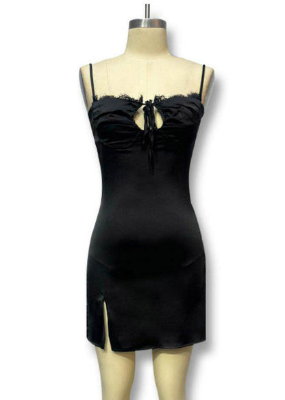 Dinner White Lace Patchwork Side Open Mini Dresses Summer