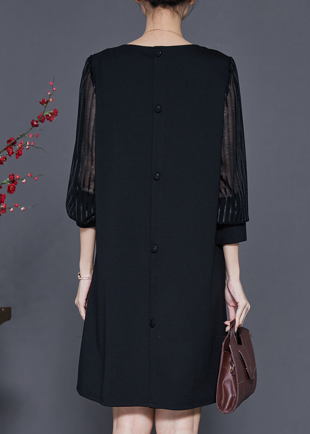 Diy Black Embroidered Patchwork Mid Dress Summer