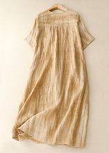 Load image into Gallery viewer, Diy Blue V Neck Wrinkled Patchwork Linen Mid Dress Summer