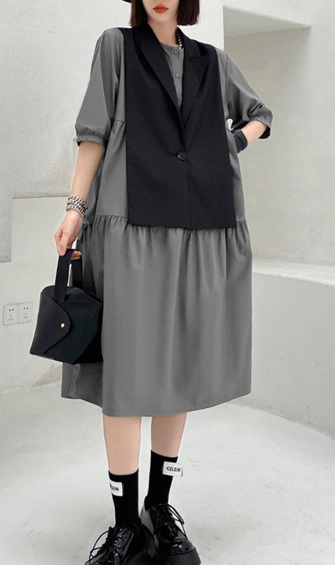 Diy Grey Cotton Summer Vacation Dresses - SooLinen