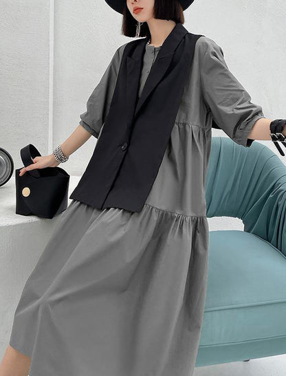 Diy Grey Cotton Summer Vacation Dresses - SooLinen