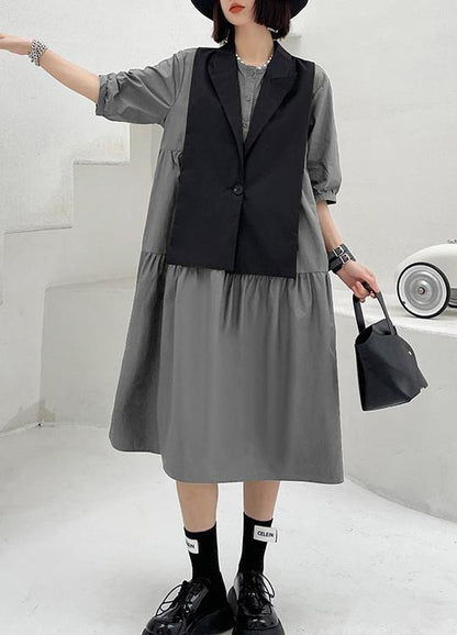 Diy Grey Cotton Summer Vacation Dresses - SooLinen