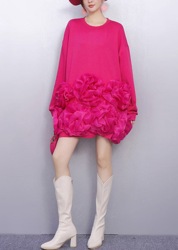 Editorial Style Black Voluminous White Bloom T Shirt Dress