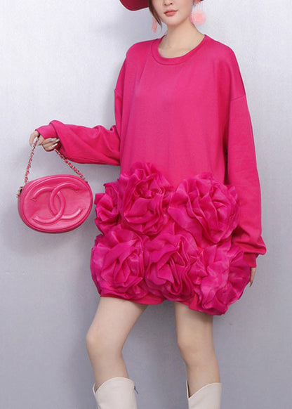 Editorial Style Black Voluminous White Bloom T Shirt Dress